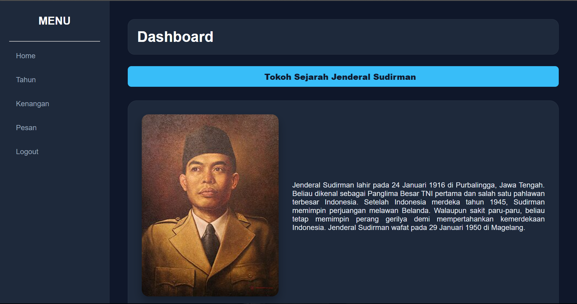 Website-sejarah Jendral sudirman dan achmad soebardjo
